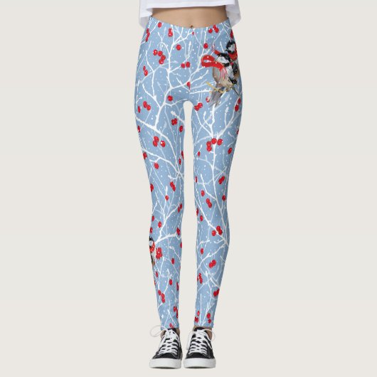 Liefdevolle Knuffelen Chickadees Paar Leggings (Voorkant)