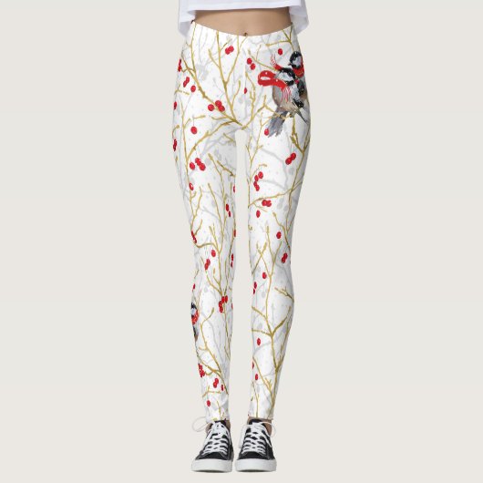 Liefdevolle Knuffelen Chickadees Paar Leggings (Voorkant)