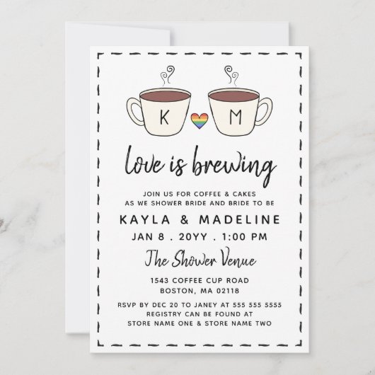 Liefdevolle koffiekopjes Love Is Brewing LGBT Kaart (Voorkant)