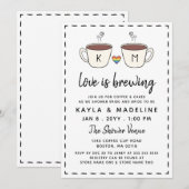 Liefdevolle koffiekopjes Love Is Brewing LGBT Kaart (Voorkant / Achterkant)