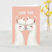 Liefdevolle Lama Kuskaart Kaart (Gele Bloem)