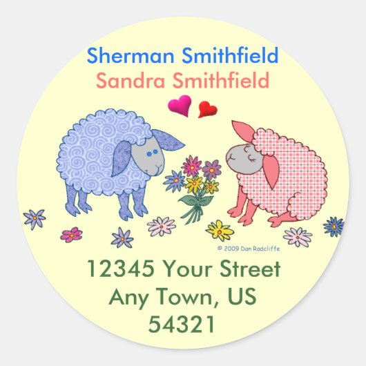 Liefdevolle lammetjes ronde sticker (Voorkant)