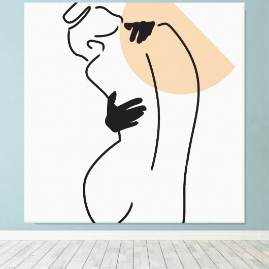 Liefdevolle lijnkunst canvas afdruk (Insitu (Houten vloer))