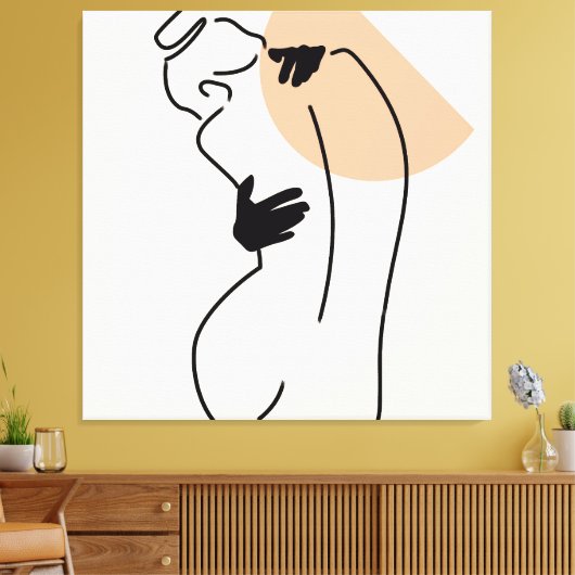 Liefdevolle lijnkunst canvas afdruk (Insitu (Woonkamer))