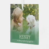 Liefdevolle Minimalistische Foto Hond Herdenking Glas Ornament (Voorkant links)