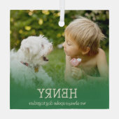 Liefdevolle Minimalistische Foto Hond Herdenking Glas Ornament (Achterkant)