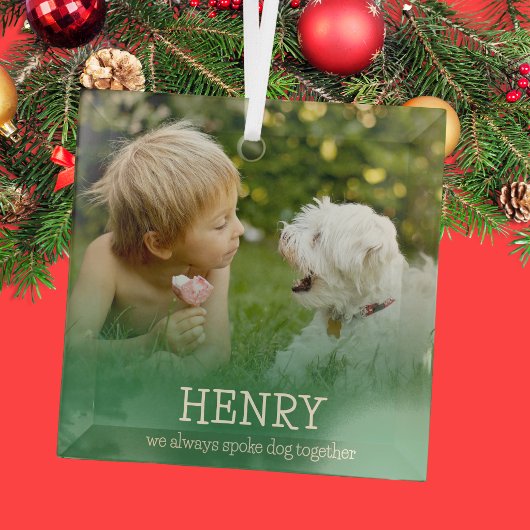 Liefdevolle Minimalistische Foto Hond Herdenking Glas Ornament