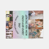 Liefdevolle Moeder Elke Dag 7 foto blauw en paarse Fleece Deken (Voorkant (Horizontaal))