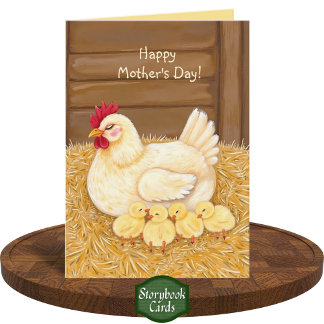 Liefdevolle moeder kip slapende baby's Moederdag Kaart