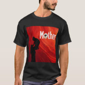 Liefdevolle Moeder Silhouet met Planeet en Hart On T-shirt (Voorkant)
