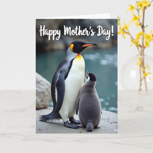Liefdevolle Moeder Vogel Scene Kaart (Gele Bloem)