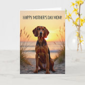 Liefdevolle Moederdag Hond Strand Kaart (Gele Bloem)