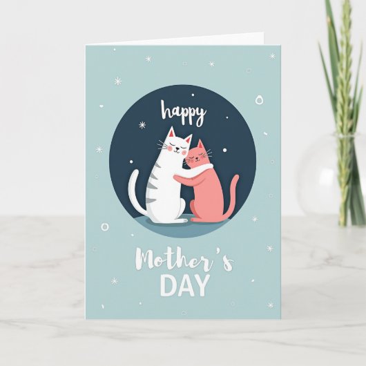 Liefdevolle Moederdagkaart voor Kattenliefhebbers Kaart (Voorkant)