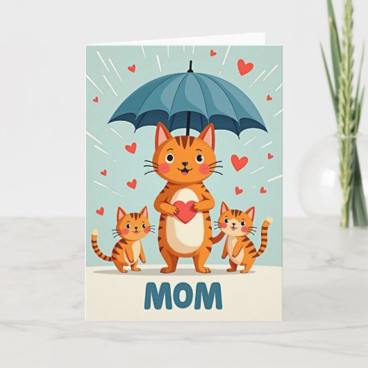 Liefdevolle Moederkat Dag Kaart (Voorkant)