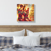 Liefdevolle moeders en Baby bij de kerstboom Canvas Afdruk (Insitu (Slaapkamer))
