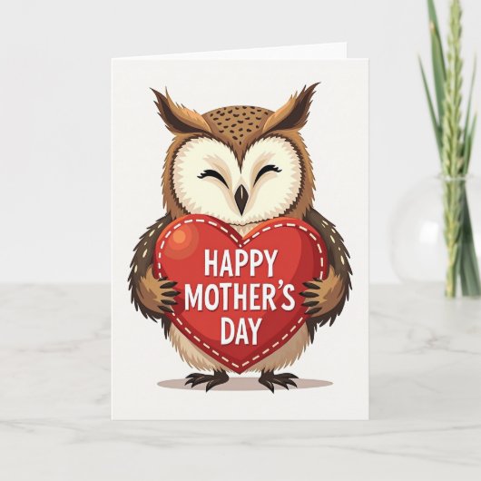 Liefdevolle Moedersdag kaart voor uilskuikens (Voorkant)