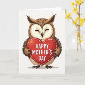 Liefdevolle Moedersdag kaart voor uilskuikens (Gele Bloem)