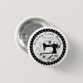 Liefdevolle Naaiwerk Zwarte Witte Ronde Button 3,2 Cm (Voorkant /achterkant)