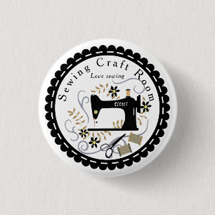 Liefdevolle Naaiwerk Zwarte Witte Ronde Button 3,2 Cm