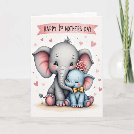 Liefdevolle Olifant Moederdagkaart Kaart (Voorkant)