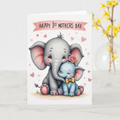 Liefdevolle Olifant Moederdagkaart Kaart (Gele Bloem)