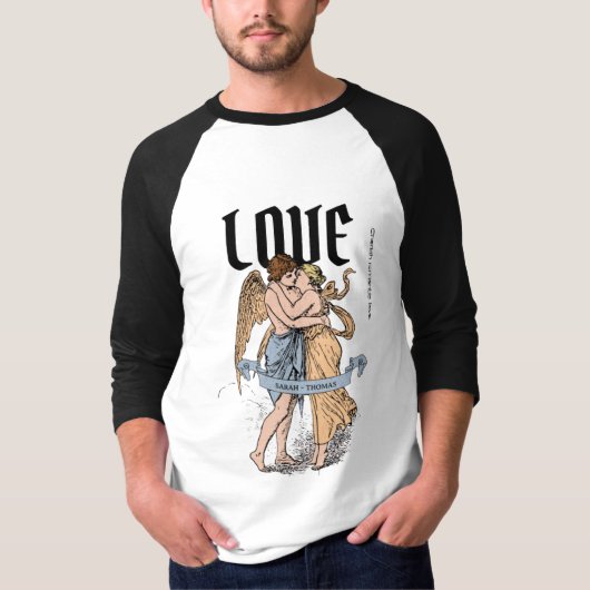 Liefdevolle Omhelzing – Illustratie van Romantisch T-shirt (Voorkant)