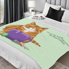 Liefdevolle Oranje Tabby Paarse Moederdag Groene  Fleece Deken