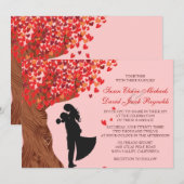 Liefdevolle paar Initialen Oak Tree Fall Wedding Kaart (Voorkant / Achterkant)