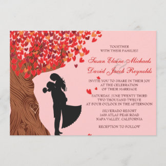 Liefdevolle paar Initialen Oak Tree Fall Wedding Kaart