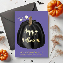 Liefdevolle Paarse Pompoen Gelukkig Halloween Goud