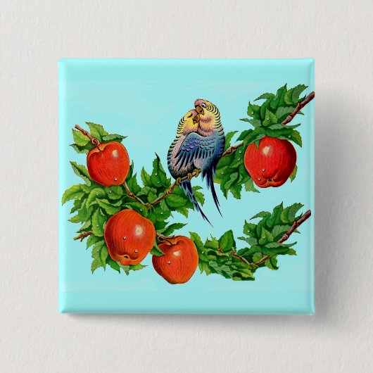 liefdevolle paraketten vierkante button 5,1 cm (Voorkant)