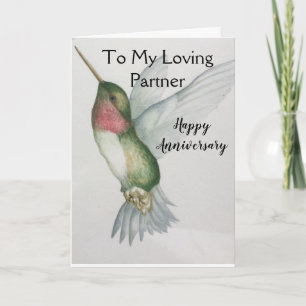 Liefdevolle partner Jubileum Hummingbird Waterverf Kaart