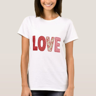 Liefdevolle Patchwork Gequiltte PNG Textiel Naai O T-shirt