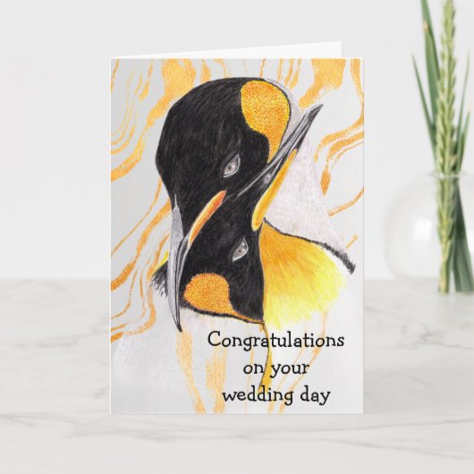 Liefdevolle Pinguïn Gefeliciteerd met je trouwdag Kaart (Voorkant)