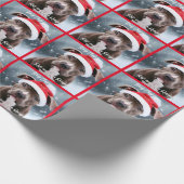 Liefdevolle Pit Bull met Santa Hat Kerstmis Cadeaupapier (Hoek)