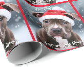 Liefdevolle Pit Bull met Santa Hat Kerstmis Cadeaupapier (Rol Hoek)