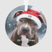 Liefdevolle Pit Bull met Santa Hat Kerstmis Ornament (achterkant)