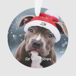 Liefdevolle Pit Bull met Santa Hat Kerstmis Ornament