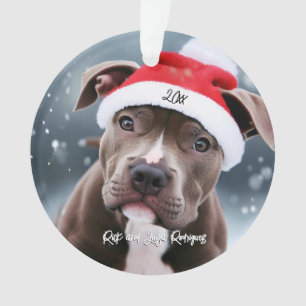 Liefdevolle Pit Bull met Santa Hat Kerstmis Ornament