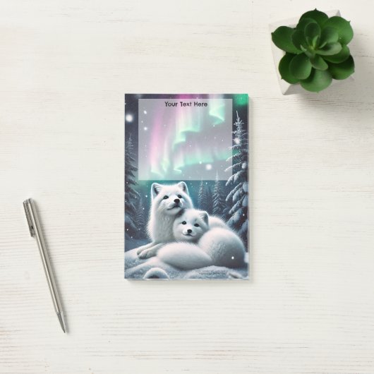 Liefdevolle poolvossen Noorderlicht Snowy Fores Post-it® Notes (Kantoor)