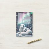 Liefdevolle poolvossen Noorderlicht Snowy Fores Post-it® Notes (Op bureau)