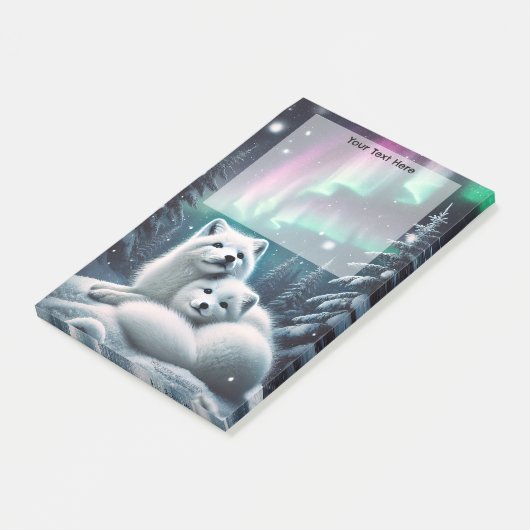 Liefdevolle poolvossen Noorderlicht Snowy Fores Post-it® Notes (Schuin)