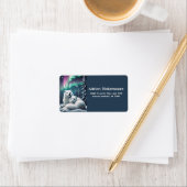 Liefdevolle poolvossen Noorderlicht Snowy Forest Etiket (Insitu)