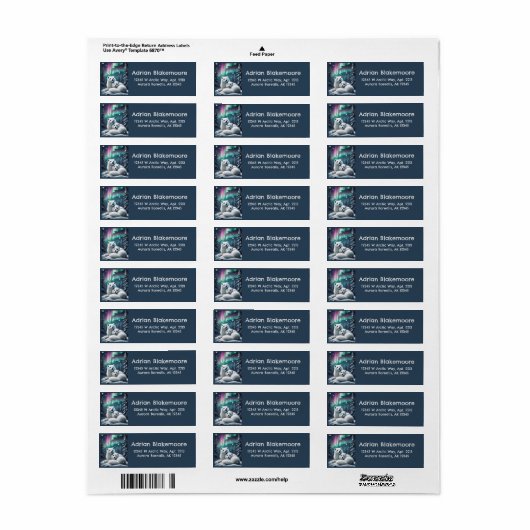 Liefdevolle poolvossen Noorderlicht Snowy Forest Etiket (Full Sheet)