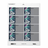Liefdevolle poolvossen Noorderlicht Snowy Forest Etiket (Full Sheet)