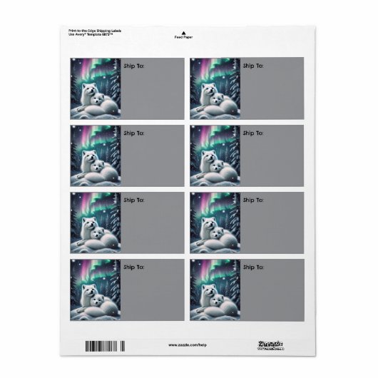 Liefdevolle poolvossen Noorderlicht Snowy Forest Etiket (Full Sheet)