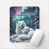 Liefdevolle poolvossen Noorderlicht Snowy Forest Muismat (Met muis)