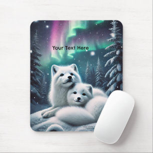 Liefdevolle poolvossen Noorderlicht Snowy Forest Muismat