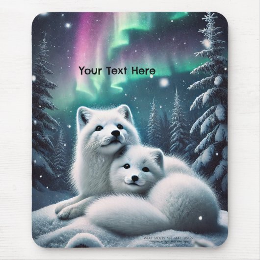 Liefdevolle poolvossen Noorderlicht Snowy Forest Muismat (Voorkant)