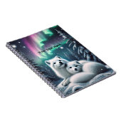 Liefdevolle poolvossen Noorderlicht Snowy Forest Notitieboek (Rechterzijde)